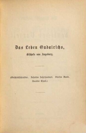 Das Leben Oudalrichs, Bischofs von Augsburg