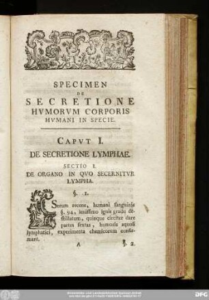 Caput I. De Secretione Lymphae.