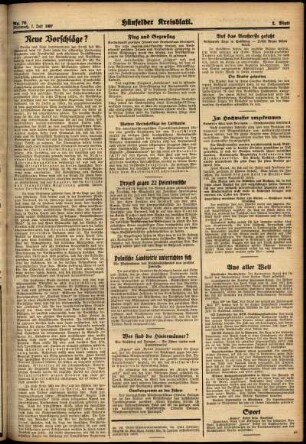 Zweite Ausgabe vom Mittwoch, den 07. Juli 1937.