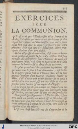 Exercices Pour La Communion.