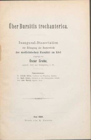 Über Bursitis trochanterica