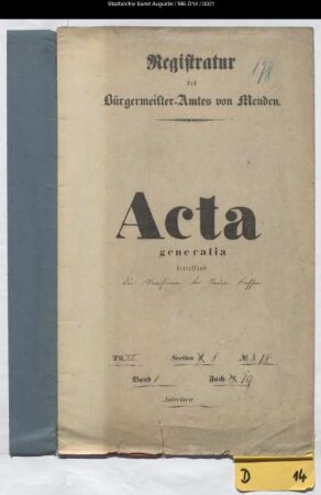 Revisionen der Steuerkassen, Einführung Reichsmark - generalia -