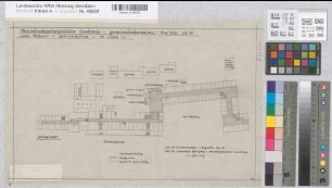 Arnsberg, Bezirksregierung, Hauptgebäude Seibertzstr. 1, Grundrissskizze Erdgeschoss/Parkplatz