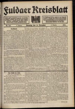 Ausgabe vom Dienstag, den 14. November 1911.