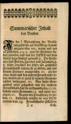 Summarischer Inhalt des Buches.