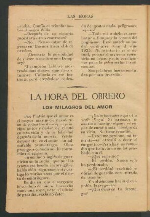 La hora del obrero: Los milagros del amor