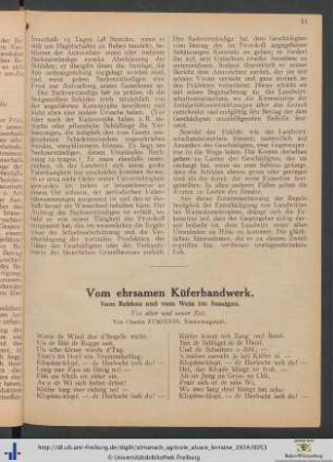 Vom ehrsamen Küferhandwerk.