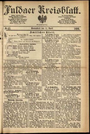 Erste Ausgabe vom Samstag, den 11. April 1896.