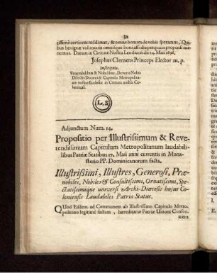 Adjunctum Num. 14.