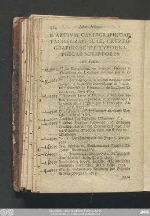 II. Artium Calligraphicae Tachygraphicae, Cryptographicae Et Typograhicae Scriptores.
