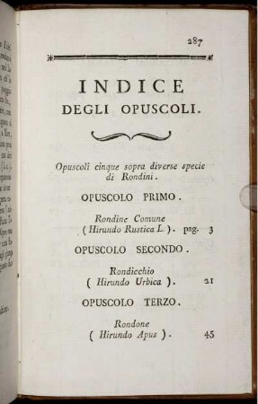 INDICE DEGLI OPUSCOLI.
