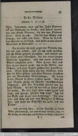 Erste Vision Offenbar. I. 10-18