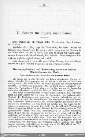 Uranographisches und Meteorologisches aus beiden Hemisphaeren der Erde