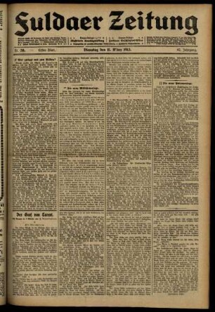 Erste Ausgabe vom Dienstag, den 11. März 1913.