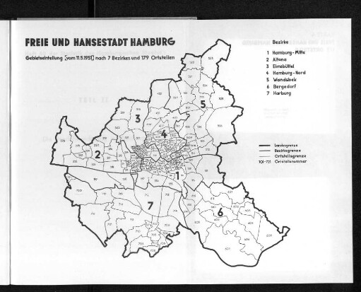 Freie und Hansestadt Hamburg Gebietseinteilung (vom 11.5.1951) nach 7 Bezirken und 179 Ortsteilen