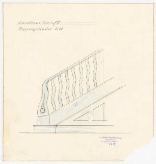 Landhaus Sielaff: Ansicht des Treppengeländers 1:10 (Alternative zu Inv.Nr. 8733)