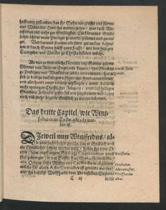 Das dritte Capitel/ wie Winifridus in ein Closter gebracht worden ist.