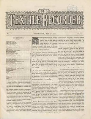 Textile recorder : the world's leading textile authority. 6 = No. 61/62. 1888