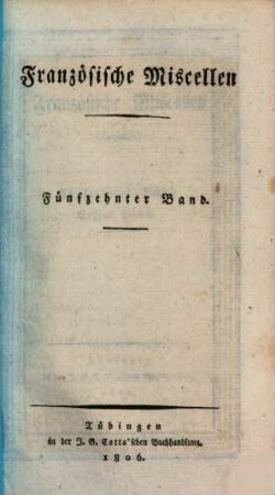 Französische Miscellen. 15. 1806