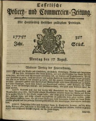32tes Stueck, Montag den 7ten August 1775
