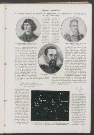 Crónica científica : La fórmula harmónica del universo.- Su importancia y sus aplicaciones.- La trayectoria del sol.- ¿Quo vadís?