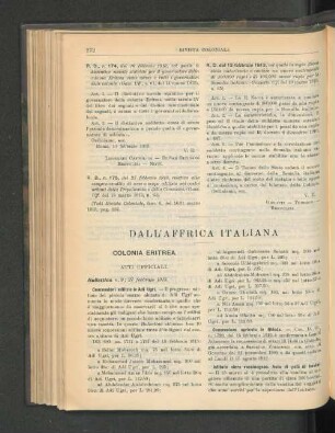 Dall'Affrica Italiana.