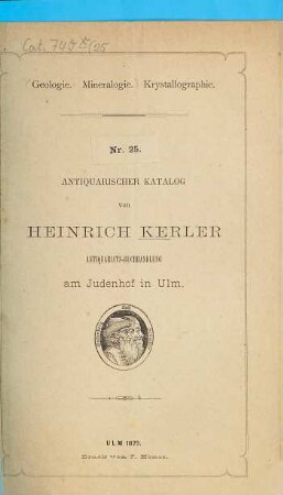 Antiquarischer Katalog von Heinrich Kerler. 25