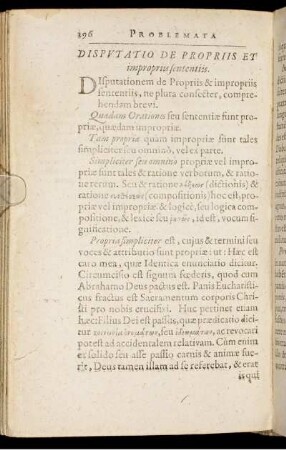 Disputatio De Propriis Et improprius sententiis.