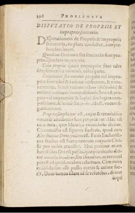 Disputatio De Propriis Et improprius sententiis.
