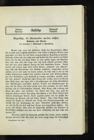 Gegensätze, die überwunden werden müssen : othodox und liberal