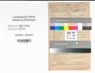 Entnazifizierung Johann Jansen , geb. 23.01.1920 (Reichsbahnhelfer)