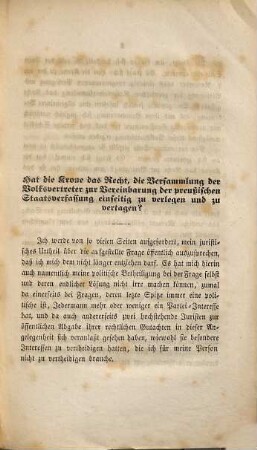 Rechtliches Bedenken über die Verlegung und Vertagung der Preußischen Nationalversammlung