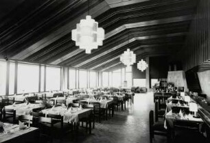 Lohmen (Sächsische Schweiz). Restaurant "Bastei" (um 1975). Elbbalkon , Gastraum