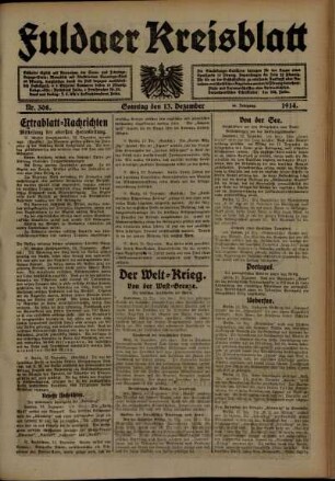 Ausgabe vom Sonntag, den 13. Dezember 1914.