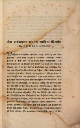 Beiträge zur Kenntniß des Handels- und Wechsel-Rechts, 1. Der präjudizierte und der verjährte Wechsel
