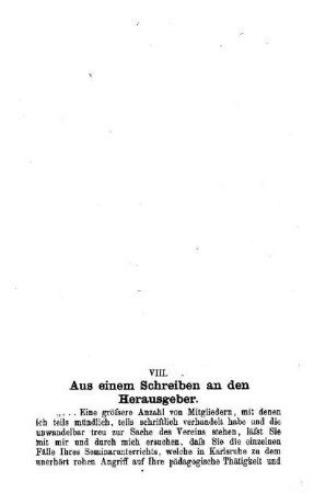 Aus einem Schreiben an den Herausgeber