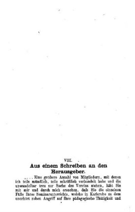 Aus einem Schreiben an den Herausgeber