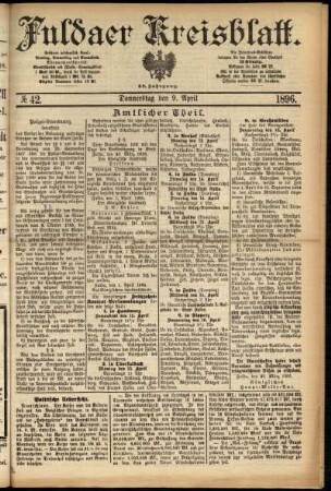 Erste Ausgabe vom Donnerstag, den 09. April 1896.