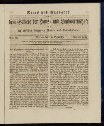 Nro. 88. (Nr. 22. des IV. Bandes). Junius 1828.