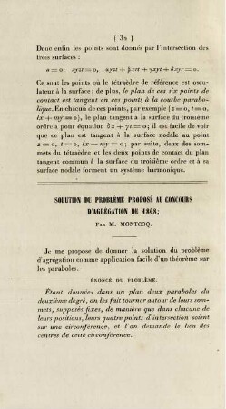 Solution du problème proposé au concours d'agrégation de 1868.