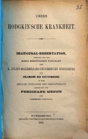 Ueber Hodgkin'sche Krankheit
