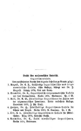 Bericht über mathematischen Unterricht