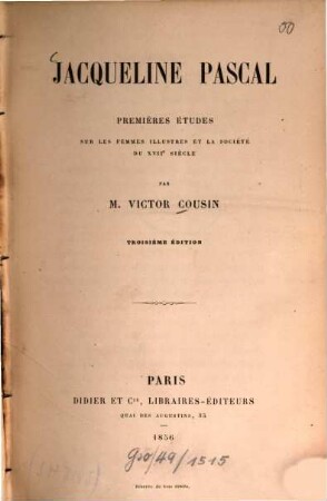 Jacqueline Pascal : Premières études sur les femmes illustres et la Soc. du XVIIe siècle