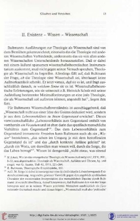II. Existenz-Wissen-Wissenschaft