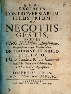 Excerpta Controversiarum Illustrium, De Negotiis Gestis