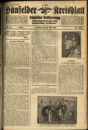 Erste Ausgabe vom Freitag, den 29. Juli 1938.