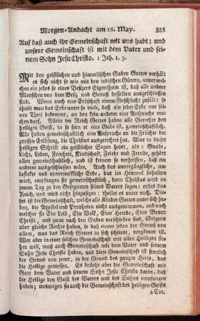 Morgen-Andacht am 16. May - Abend-Andacht am 31. May