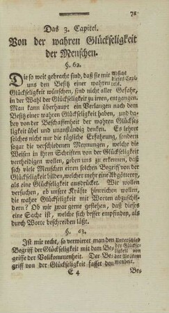 Das 3. Capitel. Von der wahren Glückseligkeit der Menschen.