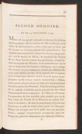 Second Mémoire.