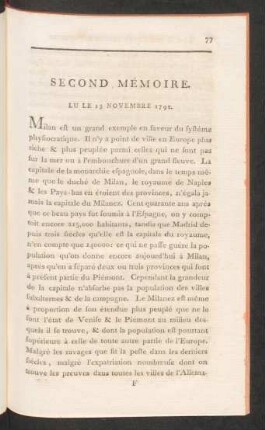 Second Mémoire.